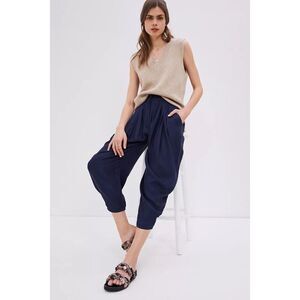 Anthropologie Astrid Pleated Harem Pants Navy Blue 0